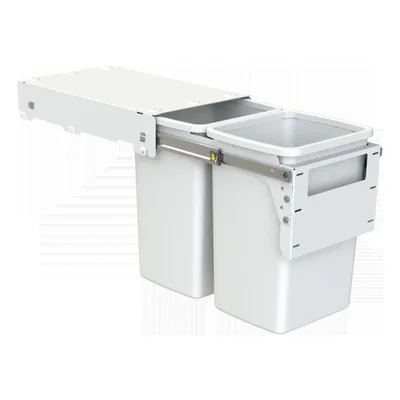 Hideaway Waste Bin Compact Soft-Close 2x20 Ltr Door Pull