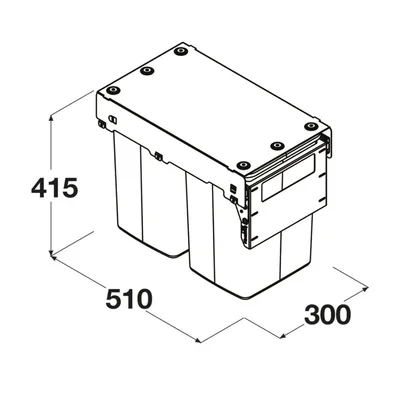 Hideaway Waste Bin Compact Soft-Close 2x20 Ltr Door Pull