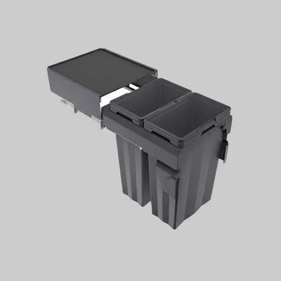 Soft Close Waste Bin - Anthracite Finish (Completed set with runners)