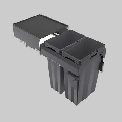 Soft Close Waste Bin - Anthracite Finish (Completed set with runners)