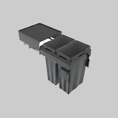 Soft Close Waste Bin - Anthracite Finish (Completed set with runners)