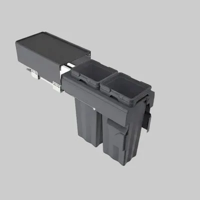 Soft Close Waste Bin - Anthracite Finish (Completed set with runners)